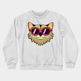 Get Ready to Purrr in Style: Cool Tan Tabby Cat Sports Red Sunglasses and Steals Hearts! Crewneck Sweatshirt